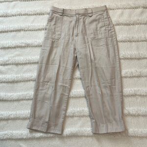 Vintage Jara capri pants cropped khaki ivory comfort waistband cotton size 10